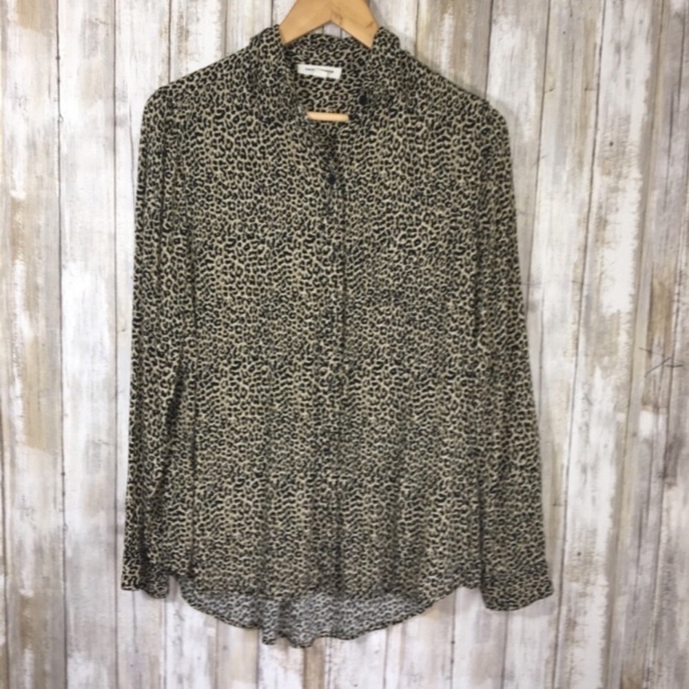 Beach Lunch Lounge Leopard Print Button Down